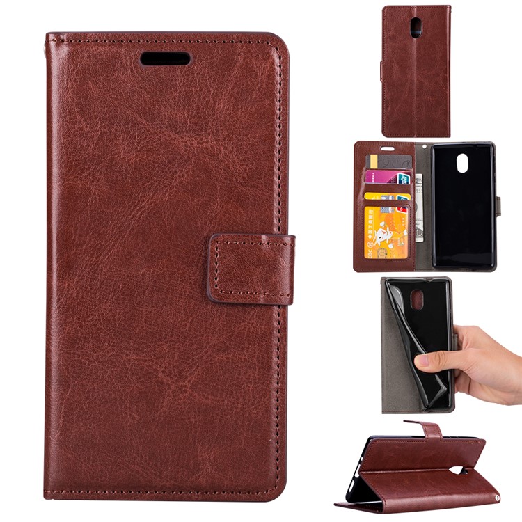 Crazy Horse PU Leather Wallet Case for Nokia 3 - Brown-1