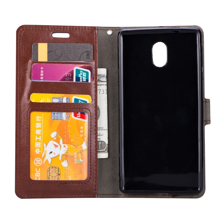 Crazy Horse PU Leather Wallet Case for Nokia 3 - Brown-5