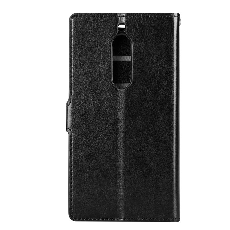 Crazy Horse Wallet Leather Stand Case for Nokia 5 - Black-3