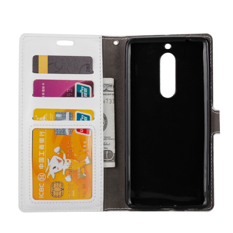 Crazy Horse Wallet Leather Stand Cover for Nokia 5 - White-5