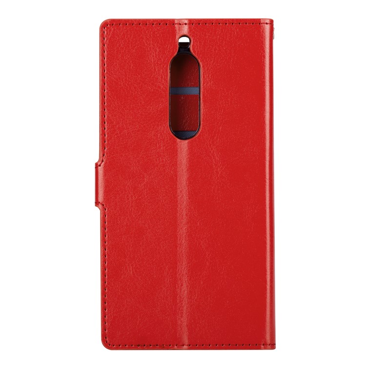 Crazy Horse Wallet Leather Magnetic Case for Nokia 5 - Red-3