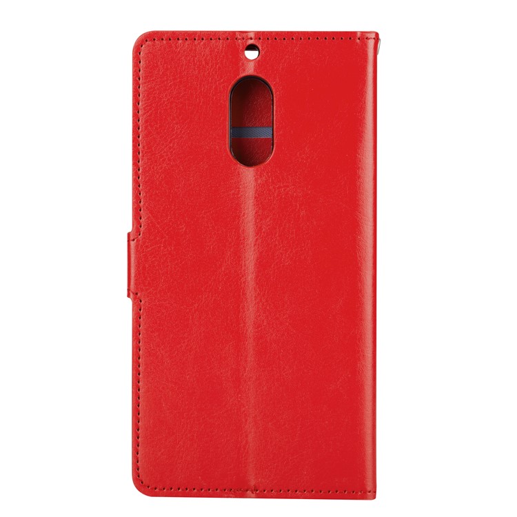 Crazy Horse Magnetic Stand Wallet Leather Cell Phone Shell for Nokia 6 - Red-3