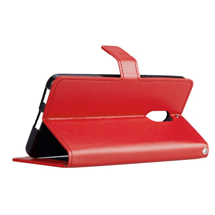 Crazy Horse Magnetic Stand Wallet Leather Cell Phone Shell for Nokia 6 - Red-4