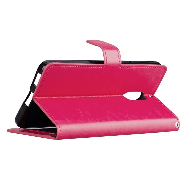 Crazy Horse Magnetic Stand Wallet Leather Mobile Phone Case for Nokia 6 - Rose-4