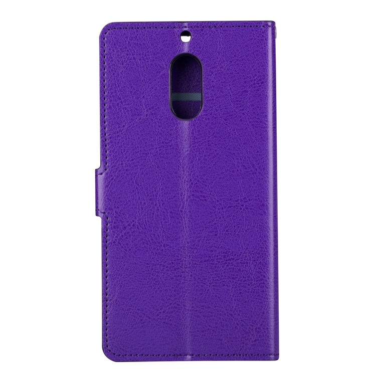 Crazy Horse Magnetic Stand Wallet Leather Mobile Phone Cover for Nokia 6 - Purple-3