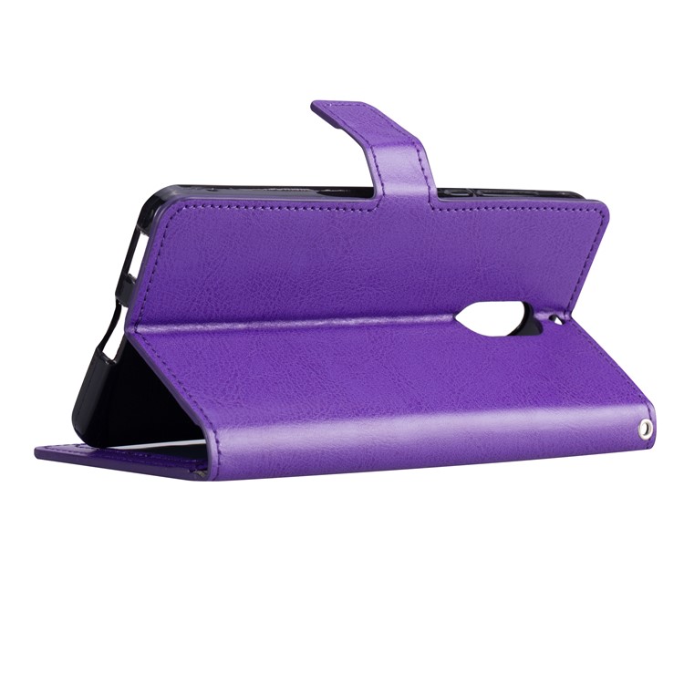 Crazy Horse Magnetic Stand Wallet Leather Mobile Phone Cover for Nokia 6 - Purple-4