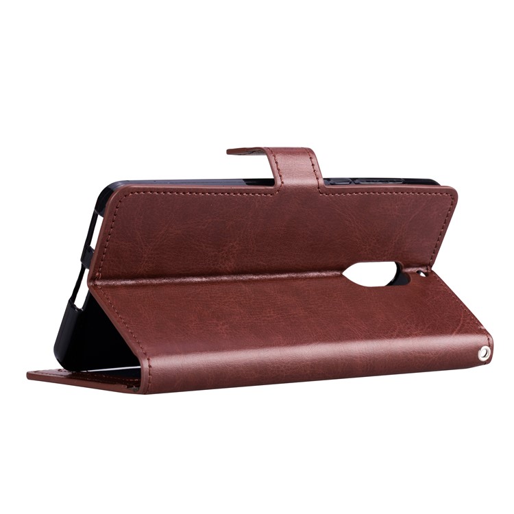 Crazy Horse Magnetic Stand Wallet Leather Protective Case for Nokia 6 - Brown-4