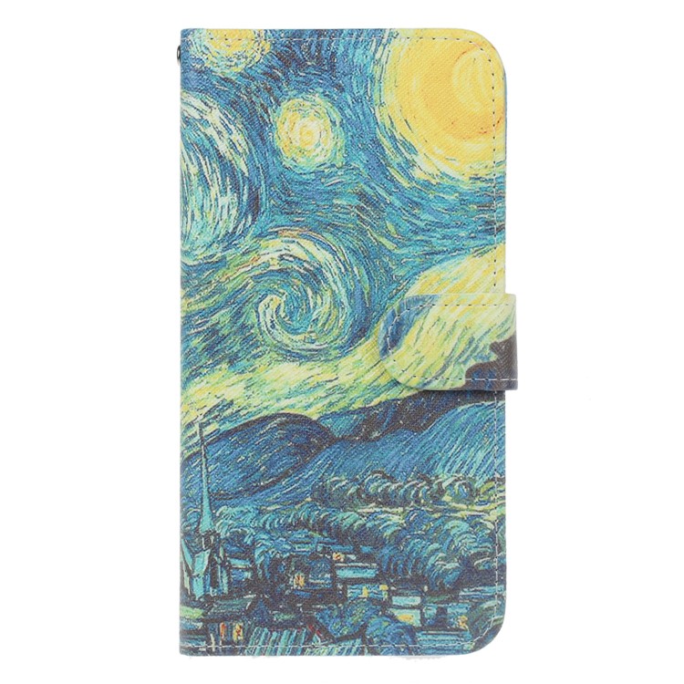 Patterned PU Leather Wallet Stand Protective Phone Case for Nokia 8 - Starry Night-1