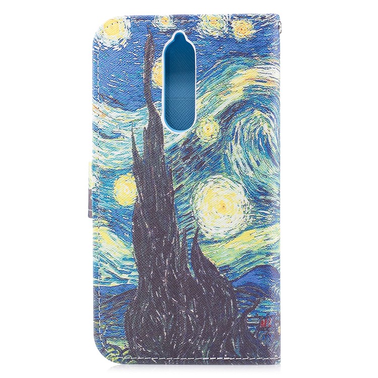 Patterned PU Leather Wallet Stand Protective Phone Case for Nokia 8 - Starry Night-2