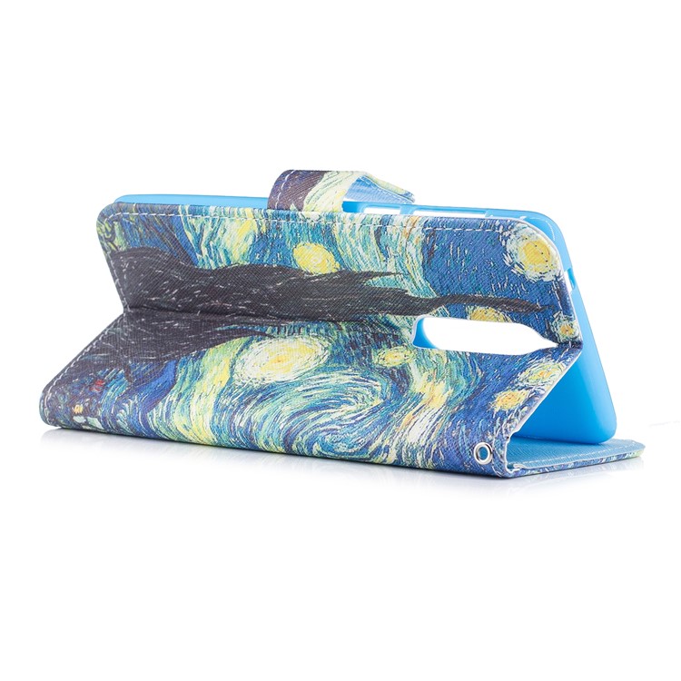 Patterned PU Leather Wallet Stand Protective Phone Case for Nokia 8 - Starry Night-3