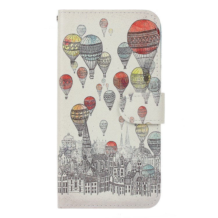 Patterned PU Leather Wallet Stand Protective Phone Cover for Nokia 8 - Hot-air Balloons-1