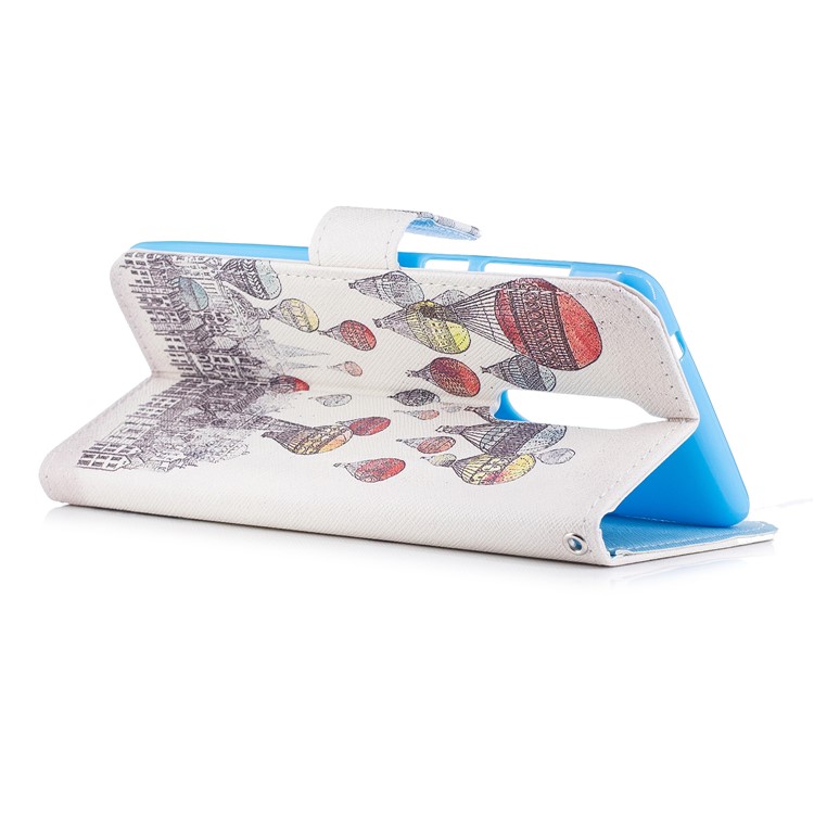 Patterned PU Leather Wallet Stand Protective Phone Cover for Nokia 8 - Hot-air Balloons-3