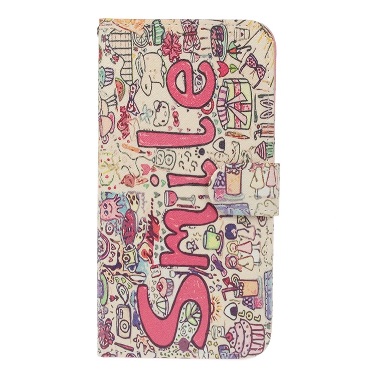 Patterned PU Leather Wallet Stand Protective Phone Casing for Nokia 8 - Smile-1