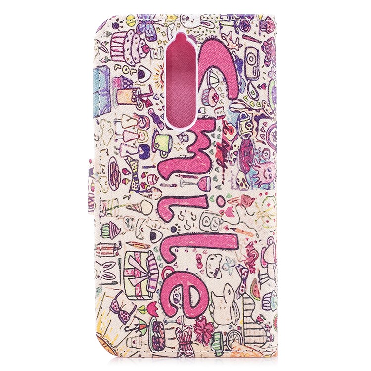 Patterned PU Leather Wallet Stand Protective Phone Casing for Nokia 8 - Smile-2