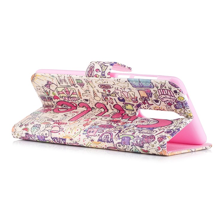 Patterned PU Leather Wallet Stand Protective Phone Casing for Nokia 8 - Smile-3