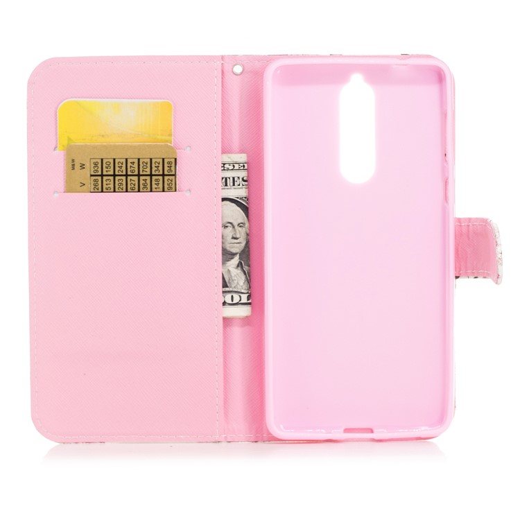 Patterned PU Leather Wallet Stand Protective Phone Casing for Nokia 8 - Smile-5