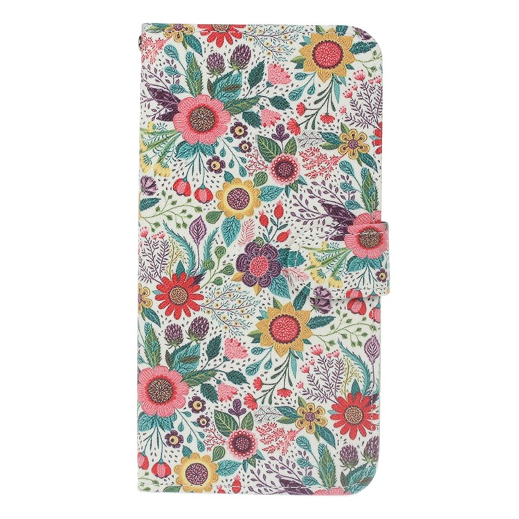 Patterned PU Leather Wallet Stand Protective Phone Shell with Magnet for Nokia 8 - Colorful Flowers-1