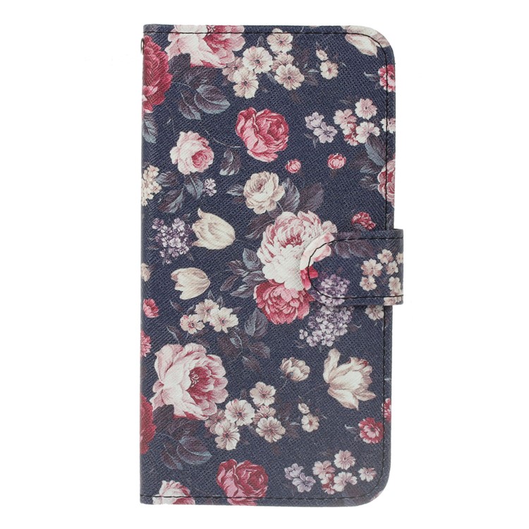 Patterned PU Leather Wallet Stand Protective Phone Casing with Magnet for Nokia 8 - Blossoming Flower-1