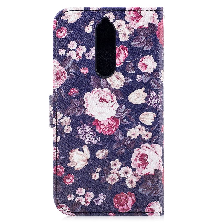 Patterned PU Leather Wallet Stand Protective Phone Casing with Magnet for Nokia 8 - Blossoming Flower-2