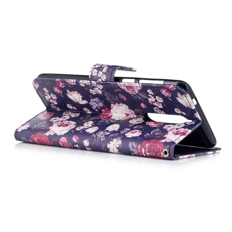 Patterned PU Leather Wallet Stand Protective Phone Casing with Magnet for Nokia 8 - Blossoming Flower-3