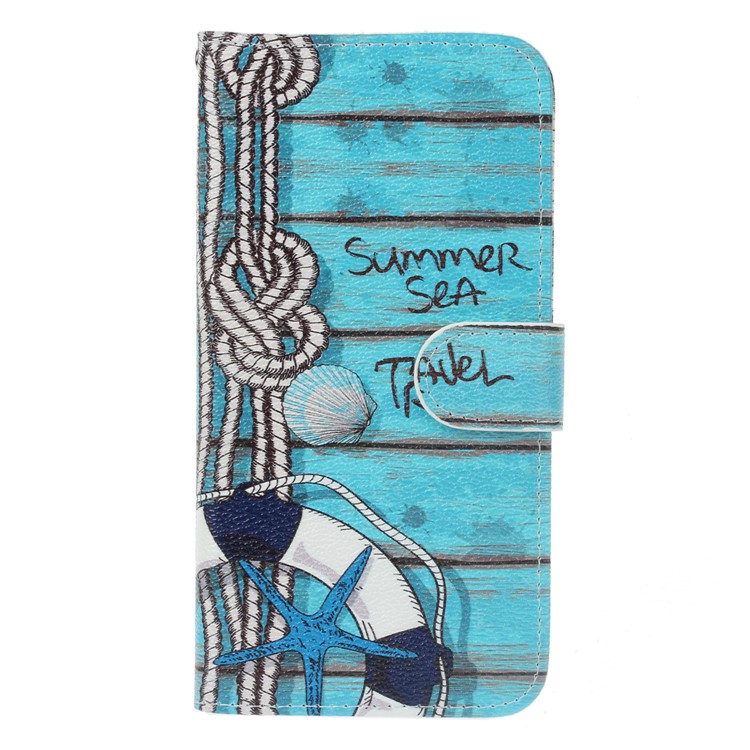 Patterned PU Leather Wallet Stand Magnetic Protective Phone Casing for Nokia 8 - Summer Sea Travel-1