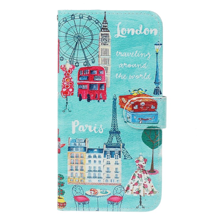 Patterned PU Leather Wallet Stand Protective Mobile Phone Shell for Nokia 8 - London Elements-1