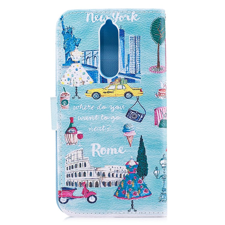 Patterned PU Leather Wallet Stand Protective Mobile Phone Shell for Nokia 8 - London Elements-2