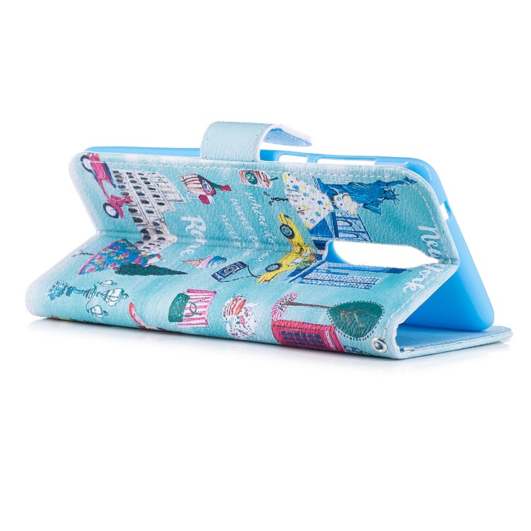 Patterned PU Leather Wallet Stand Protective Mobile Phone Shell for Nokia 8 - London Elements-3