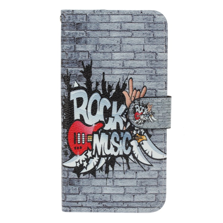 Patterned PU Leather Wallet Stand Protective Cell Phone Shell for Nokia 8 - Rock Music-1
