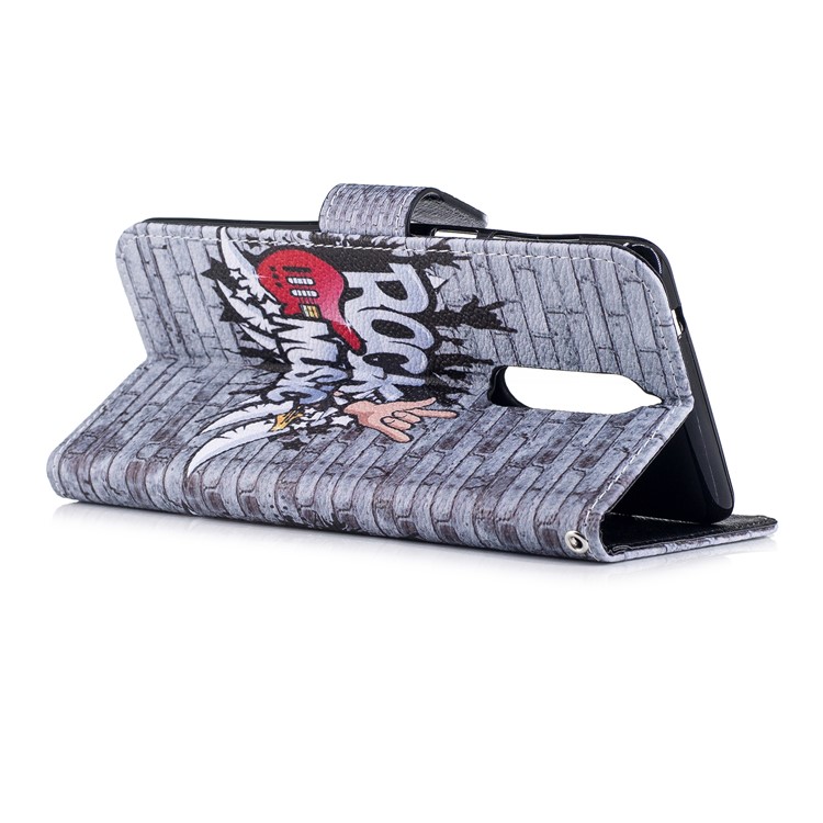 Patterned PU Leather Wallet Stand Protective Cell Phone Shell for Nokia 8 - Rock Music-3
