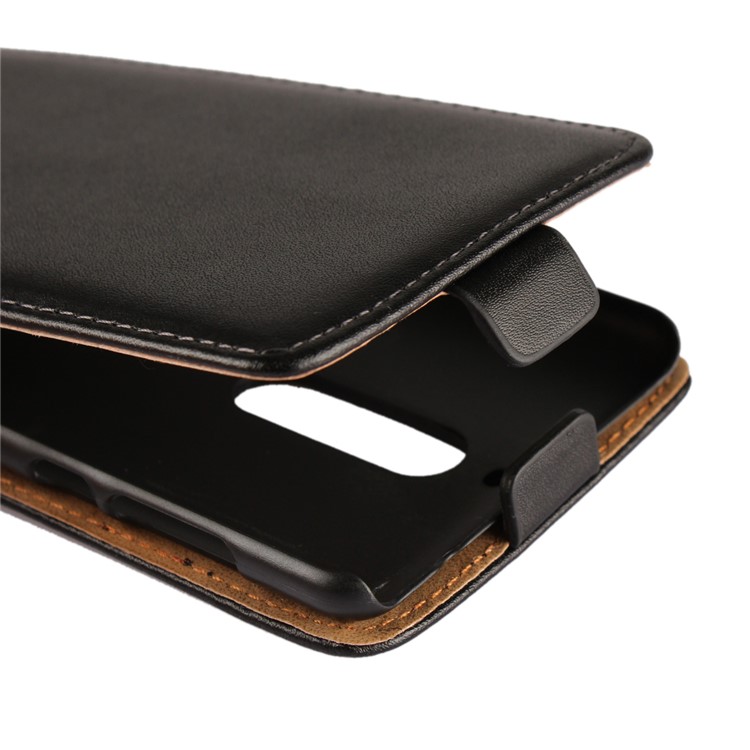 Genuine Split Leather Vertical Flip Mobile Phone Case for Nokia 5 - Black-7