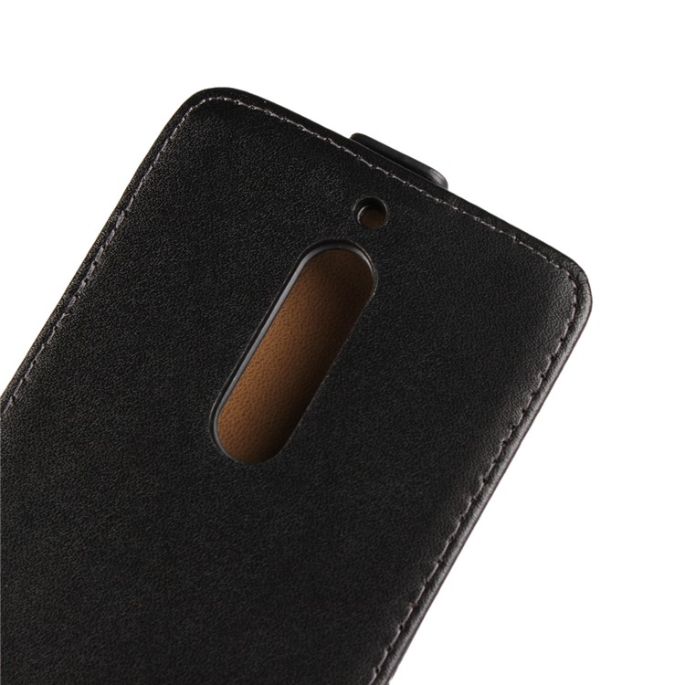 Genuine Split Leather Vertical Flip Mobile Phone Case for Nokia 5 - Black-8
