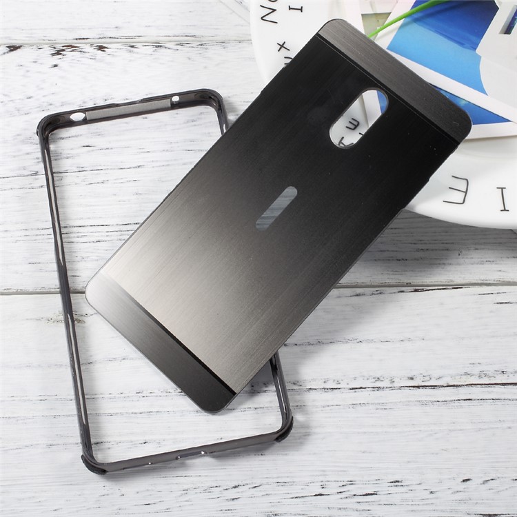 For Nokia 6 Aluminum Alloy Drop-proof Bumper + Brushed Plated PC Back Case - Black-4