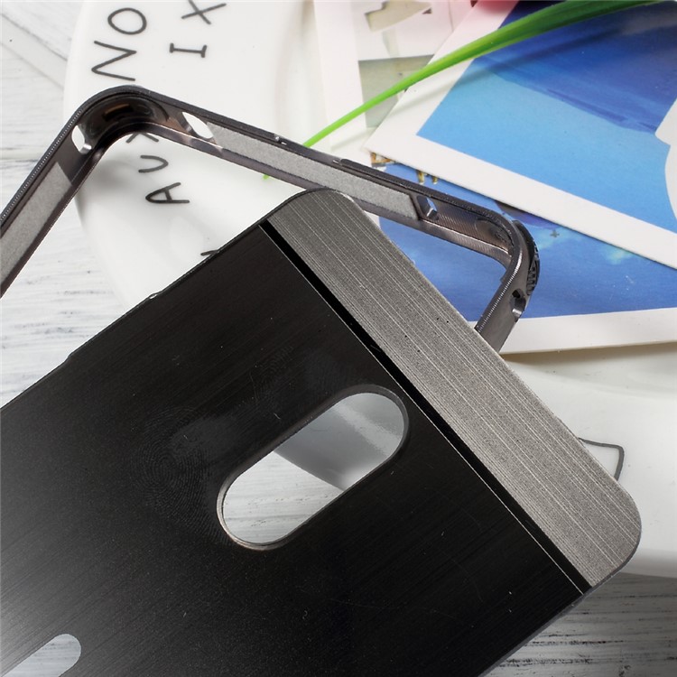 For Nokia 6 Aluminum Alloy Drop-proof Bumper + Brushed Plated PC Back Case - Black-5