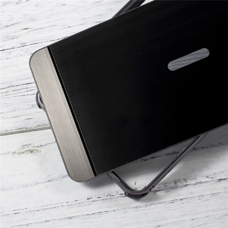 For Nokia 6 Aluminum Alloy Drop-proof Bumper + Brushed Plated PC Back Case - Black-6