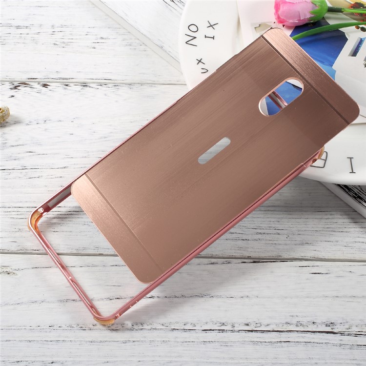 For Nokia 6 Phone Casing Aluminum Alloy Drop-proof Bumper + Brushed Plated PC Back - Rose Gold-4