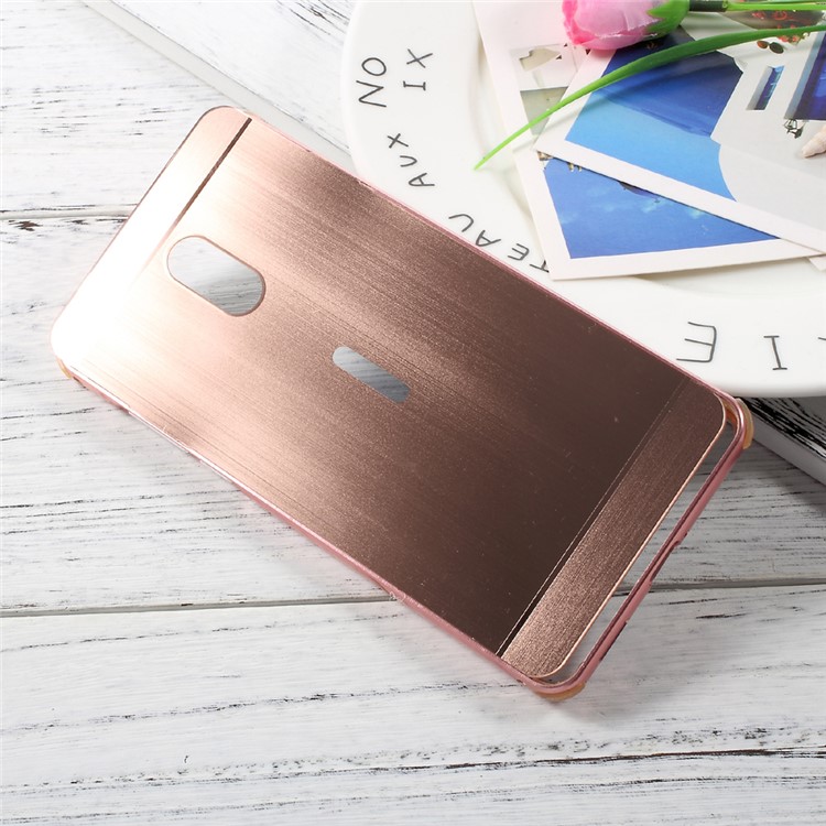 For Nokia 6 Phone Casing Aluminum Alloy Drop-proof Bumper + Brushed Plated PC Back - Rose Gold-5