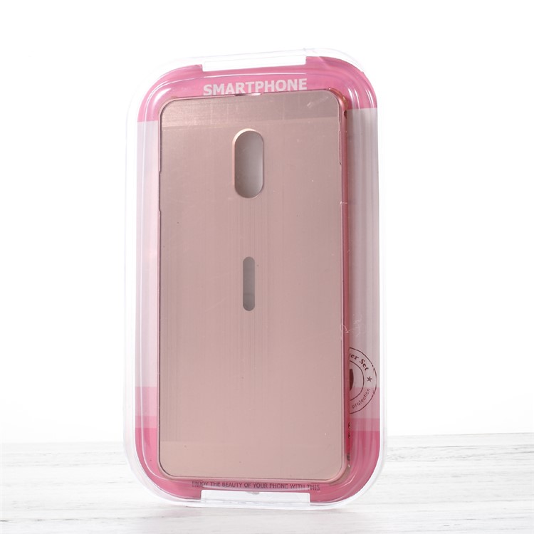 For Nokia 6 Phone Casing Aluminum Alloy Drop-proof Bumper + Brushed Plated PC Back - Rose Gold-7