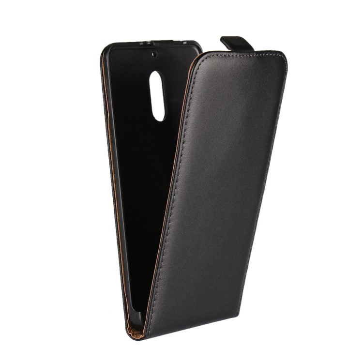 Vertical Flip Genuine Split Leather Protection Mobile Phone Case Accessory for Nokia 6 - Black-2