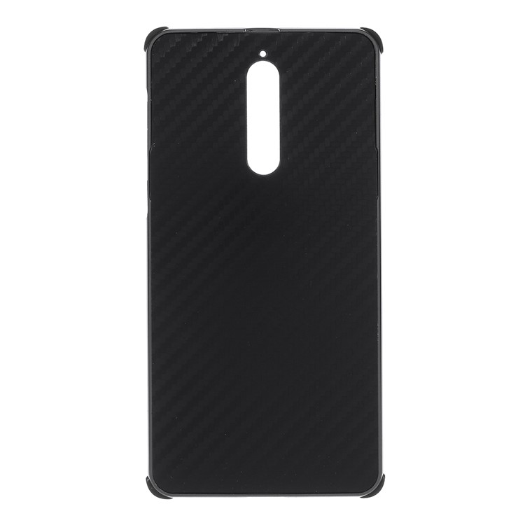 Slide-on Carbon Fiber Plating Hybrid Phone Shell for Nokia 8 (Metal + TPU) - Black-1