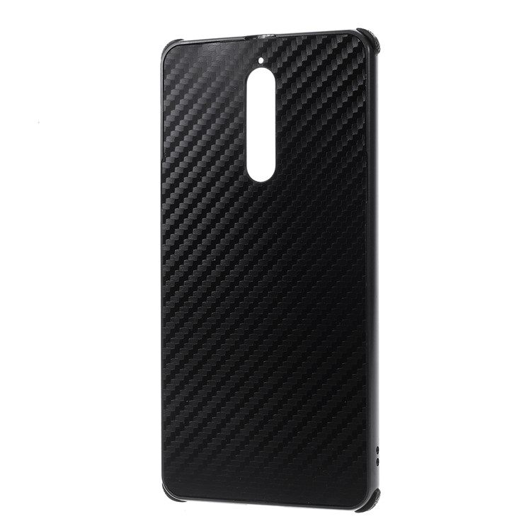 Slide-on Carbon Fiber Plating Hybrid Phone Shell for Nokia 8 (Metal + TPU) - Black-2