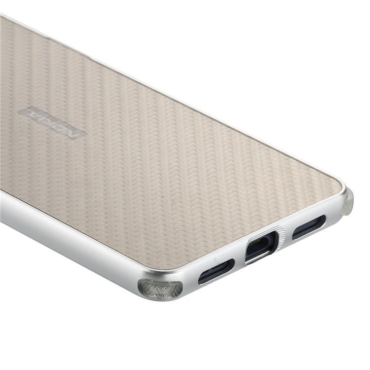 Slide-on Carbon Fiber Plating Hybrid Back Case for Nokia 8 (Metal + TPU) - Silver-5