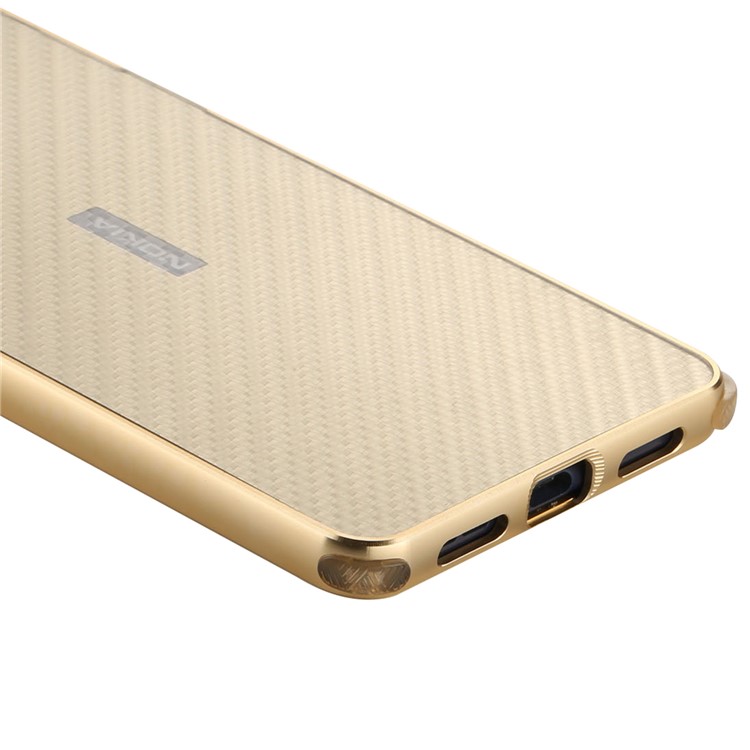 Slide-on Carbon Fiber Plating Hybrid Phone Shell for Nokia 8 (Metal + TPU) - Gold-5