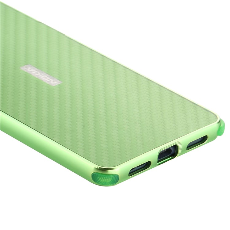 Slide-on Carbon Fiber Plating Hybrid Case Phone Accessory for Nokia 8 (Metal + TPU) - Green-5