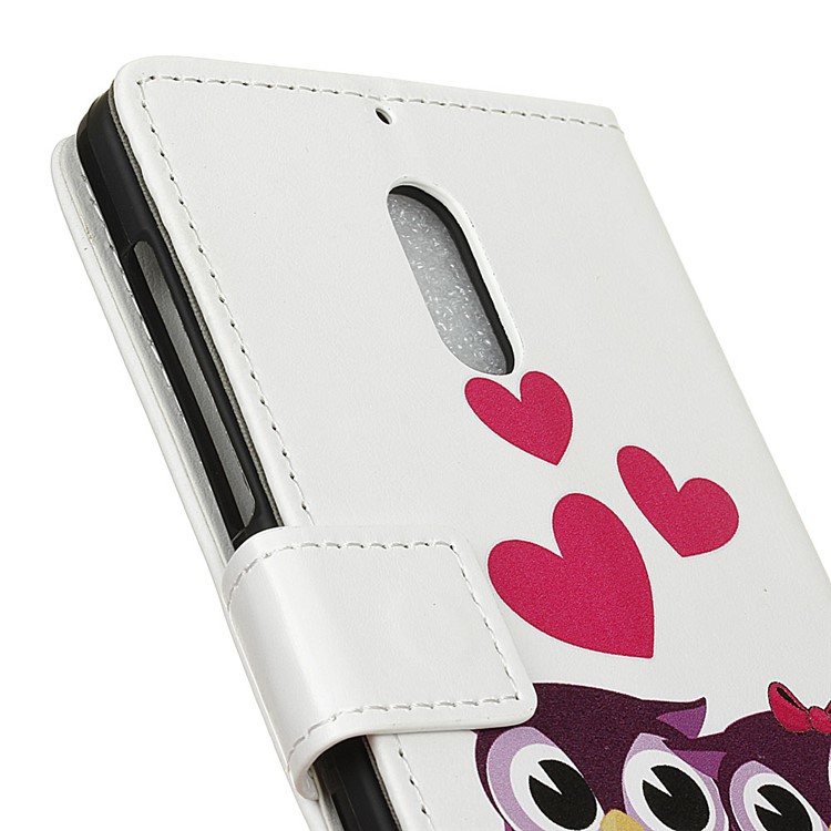 Patterned Wallet Stand PU Leather Phone Accessory Case with Card Holders for Nokia 6 - Lovely Owls-3