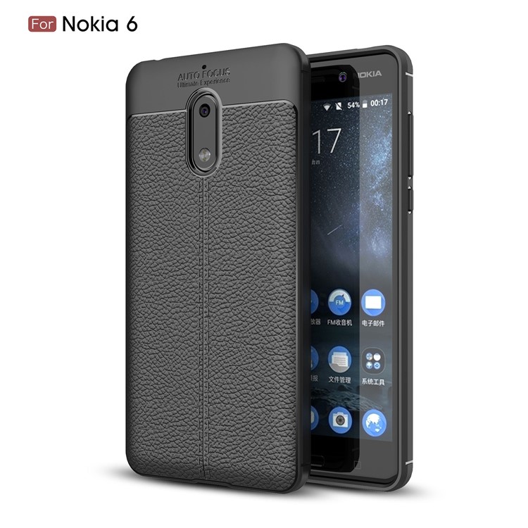 Litchi Grain TPU Cellphone Shell for Nokia 6 - Black-1