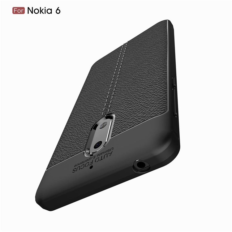 Litchi Grain TPU Cellphone Shell for Nokia 6 - Black-10