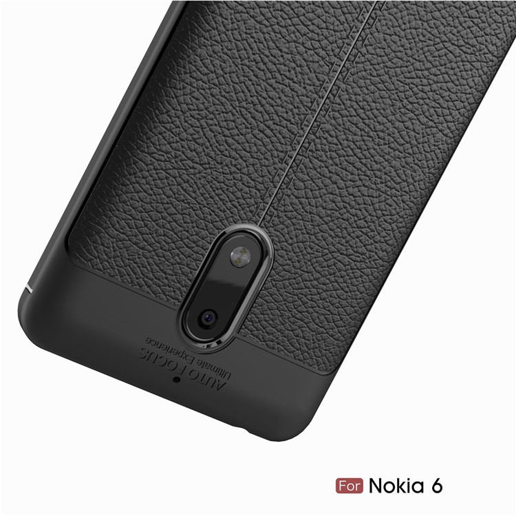 Litchi Grain TPU Cellphone Shell for Nokia 6 - Black-11