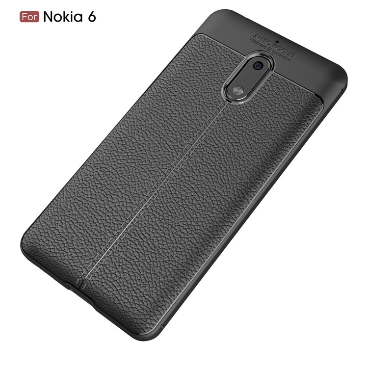 Litchi Grain TPU Cellphone Shell for Nokia 6 - Black-12