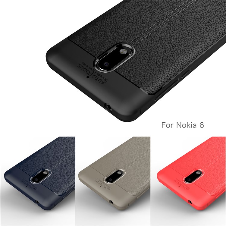 Litchi Grain TPU Cellphone Shell for Nokia 6 - Black-14